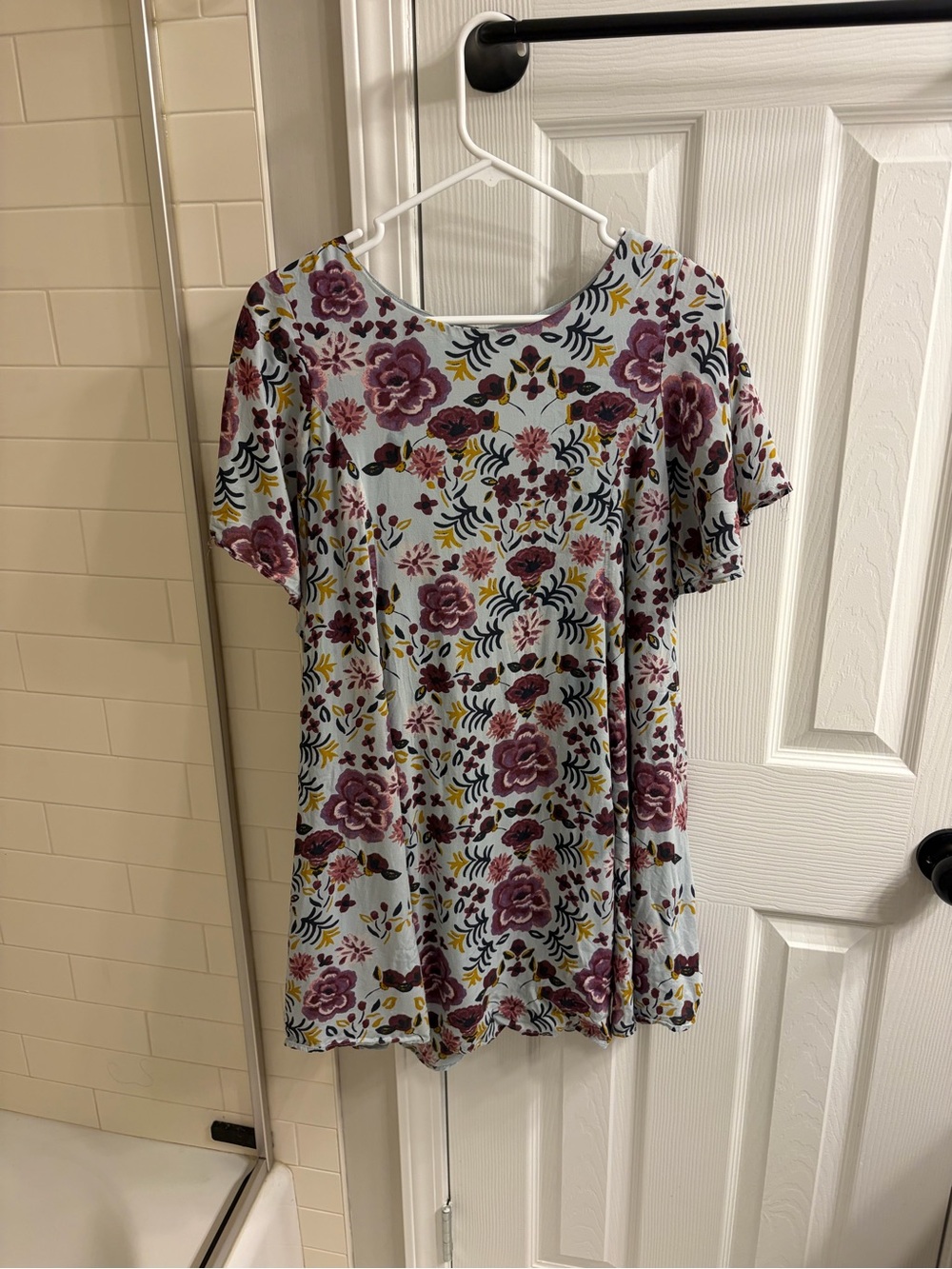 Kimchi Blue Floral Mini Dress in Light Blue and Mauve
